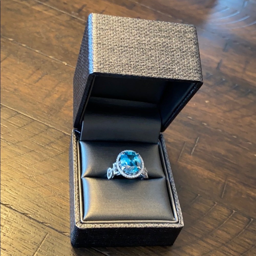 14K Gold 15.72ct Untreated Blue Zircon Ring